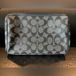 Coach signature grey and black cosmetic bag